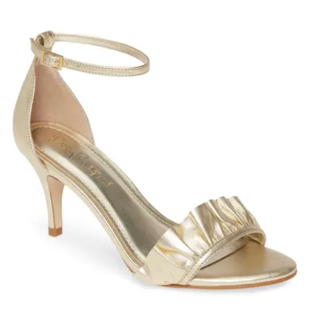 Gorgeous Lilly Pulitzer Gold Heels with Ruffle Detail